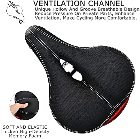 DAWAY Comfortable Men Women Bike Seat - Soft Memory Foam Padded Bicycle Seat, Bike Saddle Replacement with Wide Cushion for Peloton, Mountain & Exercise Bikes, Shock Absorbing, Waterproof, Universal
