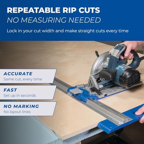 Kreg KMA2685 Rip-Cut Circular Saw Guide - Cutting Tool - Guide is Best for Regular (Side-Blade) Circular Saw - Ensure Compatibility Before Use - Woodworking Tools for Home Improvement