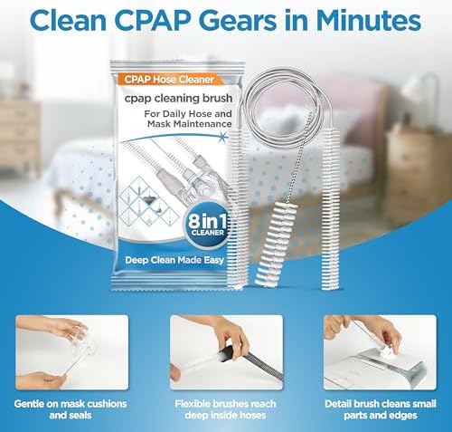 resplabs CPAP Hose Cleaning Brush 8 in 1 CPAP Cleaner for 22mm, 15mm CPAP Tubing, Mask, Cushions, Humidifiers & Water Chambers