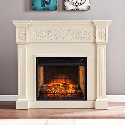 SEI Furniture Southern Enterprises Calvert Carved Electric Fireplace, Espresso Finish