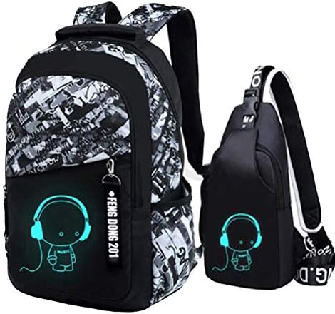 Asge Large Nylon Backpacks for Boys & Girls, Waterproof Satchel with Print, School Bags for 8-16 Years