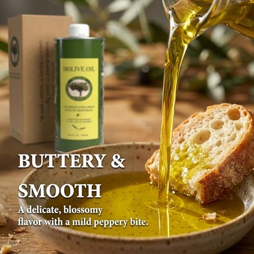 HOLIVE Olive Oil from Israel | Extra Virgin | First Cold Press & Early Harvest | Polyphenol Rich | Premium Low Acidity | Unprocessed EVOO from the Holy Land | Hand Harvest | Kosher 30.4 Fl Oz