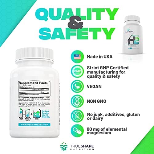 Essential H2 Fizzy Molecular Hydrogen Tablets for Water Nutritional Supplement (Unflavored, 60 Servings)