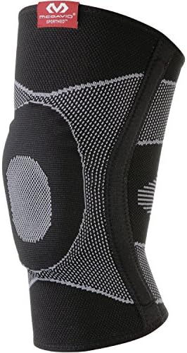 McDavid Elastic Compression Knee Sleeve with Gel Pad. 4-Way Elastic Brace with Strays. For Stability, Recovery, Injury, Walking, Running Pain. Left and Right Leg. Patella Support.