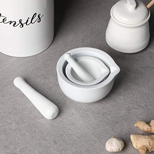 LEETOYI Small Ceramic Mortar Pestle Set, Herb Grinder Pill Crusher 3.3-inch