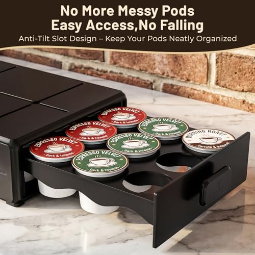 EVERIE Coffee Pod Organizer Drawer for Keurig K-Cup Pods, Holds 18 Pods - Compact, Easy-Access Design with Smooth Glide