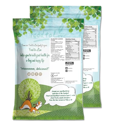 Food to Live - Blanched Almond Flour, 12 Pounds Non-GMO Verified, Finely Milled, Raw, Vegan, Keto, Paleo, Bulk, Low Sodium, Low Carb. Good Source of Fiber, Protein, Vitamin E, Copper.