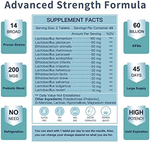 NATURE TARGET Probiotics for Men, 60 Billion CFU, 90 Veggie Tablets