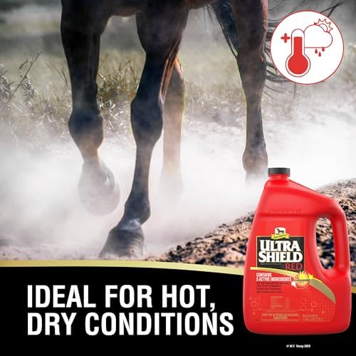 Absorbine UltraShield Red Insecticide & Repellent, 128 fl oz Gallon | Use on Horses & Premise, All-Weather up to 7 Days, Repels & Kills Multiple Species Including Flies, Mosquitoes & Gnats
