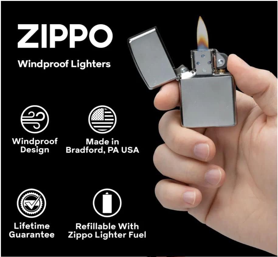 Zippo Lighter – Personalized Custom Message Engraved Windproof Classic Pocket Lighter Black Matte