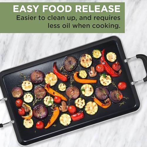 Ecolution Artistry Nonstick Square Griddle, Easy To Clean, Comfortable Handle, Even Heating, Dishwasher Safe Pots and Pans, 11-Inch, Black