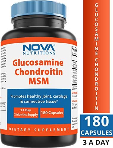 Nova Nutritions Triple Strength Glucosamine Chondroitin MSM 2600mg/Serving Capsules, Supports Healthy Joint