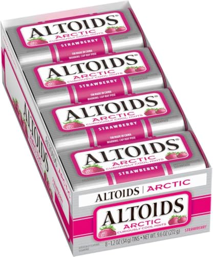 ALTOIDS Arctic Wintergreen Breath Mints Sugar Free Hard Candy Bulk, 1.2 oz Tin (8 Pack)