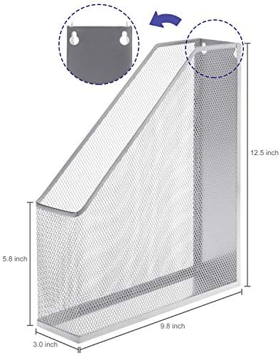 MyGift Wire Mesh Wall Mounted or Freestanding Document Rack, Magazine and File Holder, Set of 2, Black