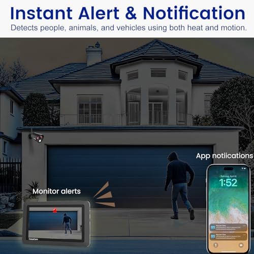 CasaCam Wireless Security Camera Air, 7 inch Monitor, 2 720p Cams, No Fees