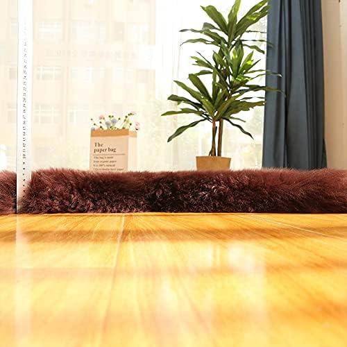 Real Sheepskin Rug Fluffy Sheepskin Throw Genuine Sheepskin Rug Sheepskin Seat Covers for Chairs Recliner Sofa (2.3x6.5ft) (Color : Ivory)