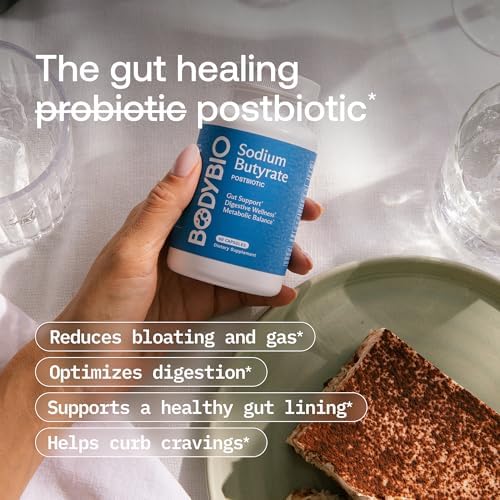 BodyBio Butyrate Sodium- Postbiotic for Gut & Digestive Support | Gut Health, Digestive Support, Bloating, Gas & Constipation Relief, Leaky Gut Repair