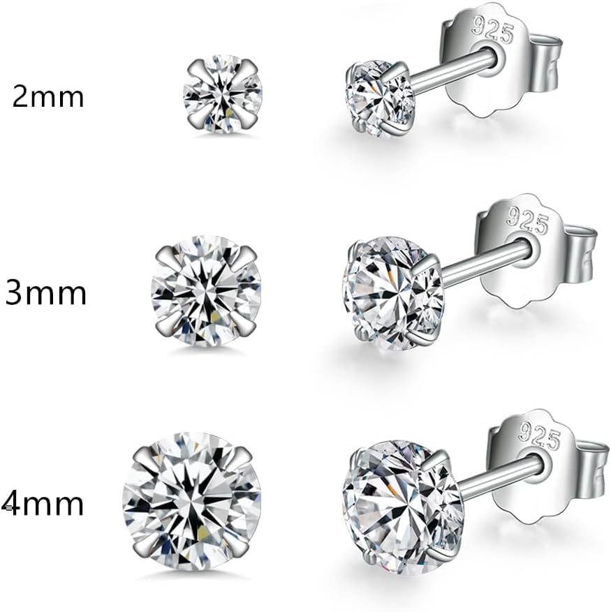 Dlihc 6 Pairs Sterling Silver Hoop and Stud Earrings Set for Women Men