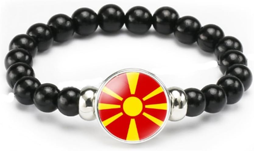 vmcoatdu National Flag Bracelet Elastic Rope Beaded Bracelet Support Your Country Travel Souvenir Gifts for Men Women