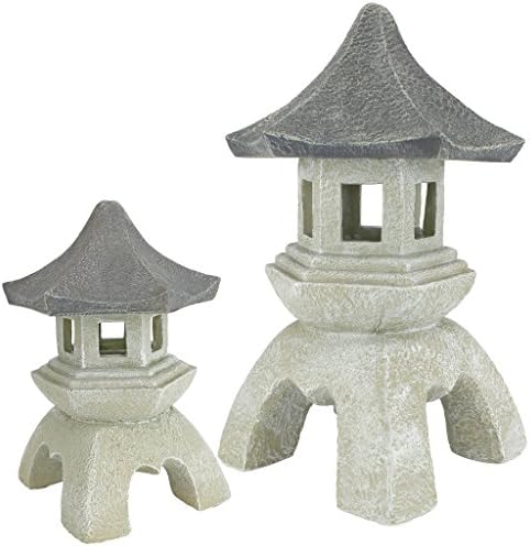 Design toscano ng29870 asian decor pagoda lantern indoor/outdoor statue, 11 inches wide, 11 inches deep, 17 inches high, handcast polyresin, two tone stone finish