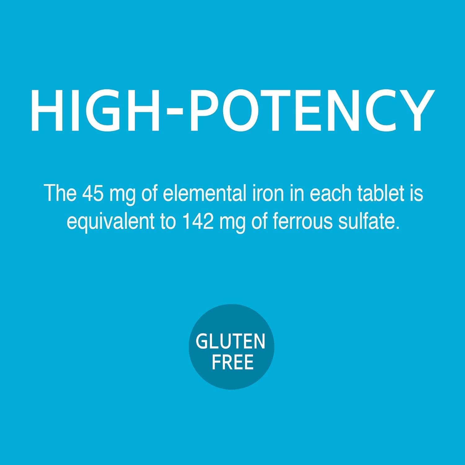 21st Century Slow Release Iron 45mg Tablets, Gentle on Stomach, 60 Count | High-Potency Ferrous Sulfate, Compare VS. Slow FE® & Healthy Red Blood Cells, Gluten Free, No Added Yeast, For Women & Men