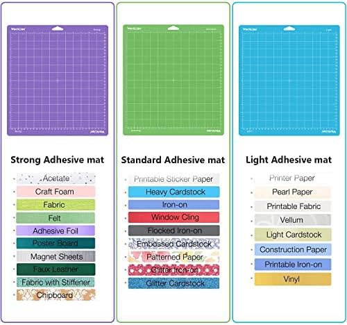 WORKLION Cutting Mat 12x12 Compatible with Maker/Maker 3/Maker 4/Air 2/Explore 3/4, Variety Sticky（Standard, Light