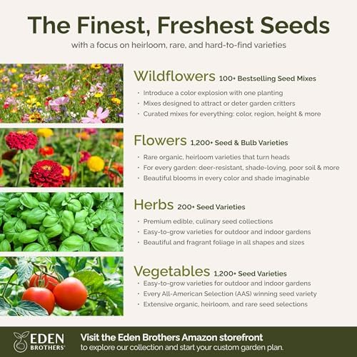 Eden Brothers The Bees Knees Pollinator Wildflower Seed Mix, 1/4 lb (135,000+ Seeds) Throw and Grow - 100% Pure, No Fillers - 18-Variety Non-GMO Annual + Perennial, Covers up to 1,100 SqFt, Zones 3-10