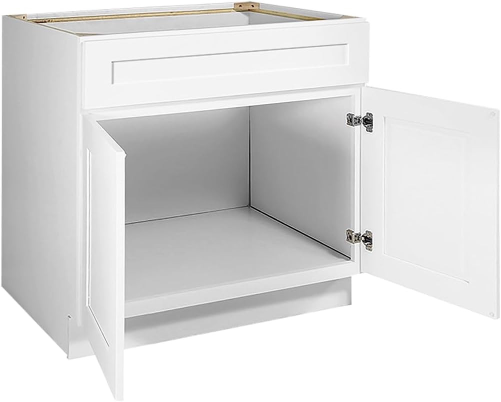 Design House Brookings Kitchen Sink Base Cabinet, 36", White | Floor Mount, Contemporary/Modern, Wood, Kitchen, 561498