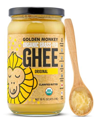 GOLDEN MONKEY Organic Ghee Butter – Grass Fed Clarified Butter for Cooking, Baking