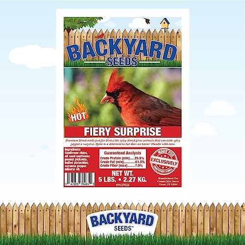 CountryMax Backyard Seeds Fiery Surprise Spicy Bird Seed Blend – Hot Cayenne Pepper Bird Seed – Squirrel Resistant Wild Bird Food (14 Pounds)
