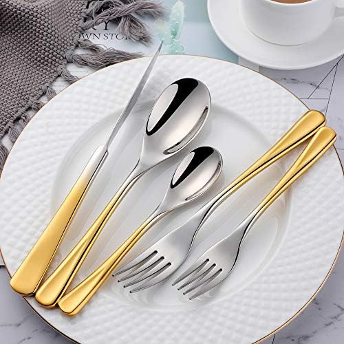 Silverware Set Stainless Steel 20 Piece Flatware Set Kitchen Cutlery Heavyweigh Utensil Service for 4 Include Knife Fork Spoon, Mirror Finish