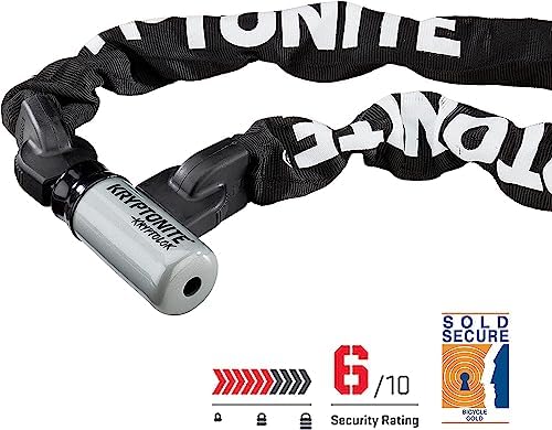 Kryptonite Kryptolok 995 Bike Chain Lock, 3 Feet Long Heavy Duty Anti-Theft Sold Secure Gold Bicycle Chain Lock with Keys for Bike, Motorcycle