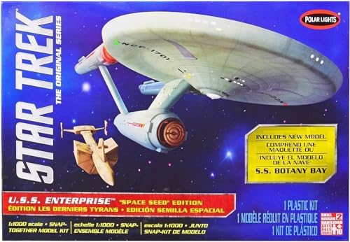 Skill 2 Model Kit Star Trek U.S.S. Enterprise and S.S. Botany Bay The Original Series Space Seed Edition Snap-Together 1/1000 Scale Model by Polar