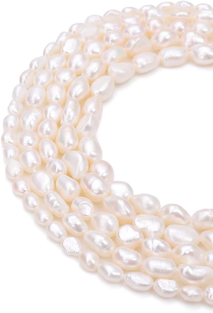 BEADIA Natural Pearl Beads Side Hole 7-8mm Purple Freshwater Cultured Loose Gemstone Beads for DIY Jewelry Making 13.8''/Strand
