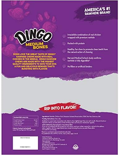 Dingo 156095 Rawhide Bones For Small Dogs, Chicken,White, 6-Count, 8 Ounces