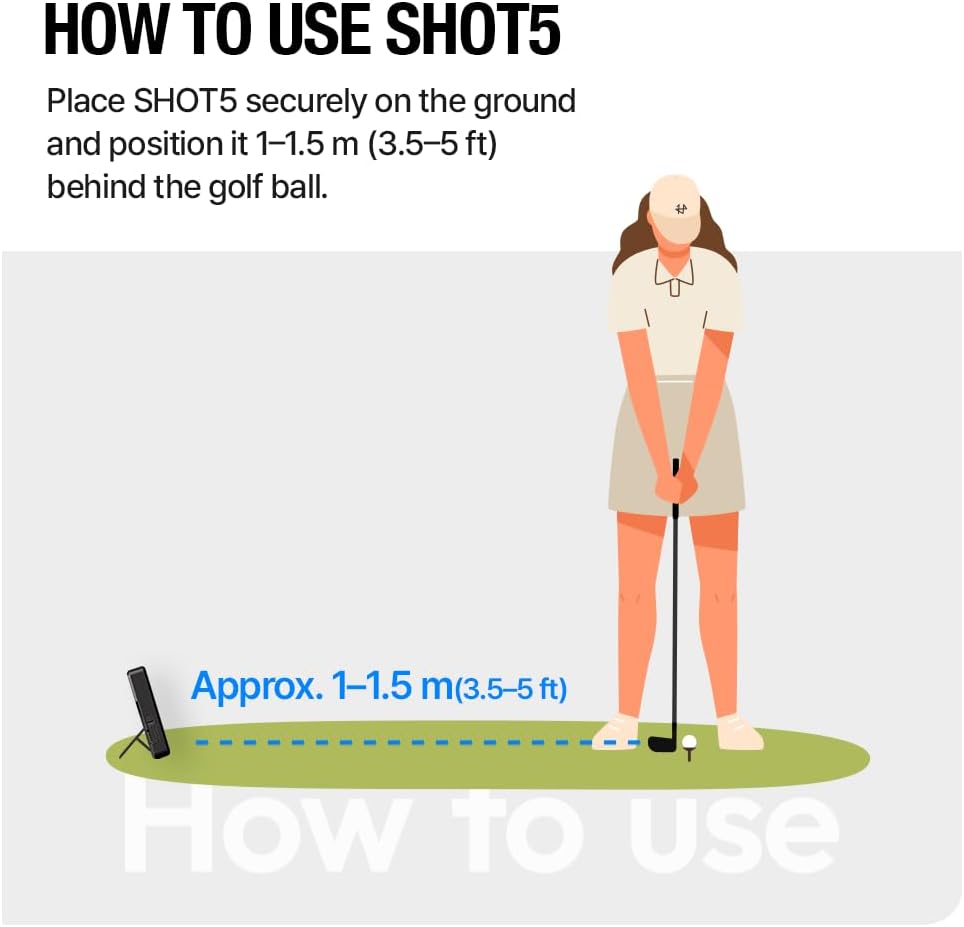 BLACK T SHOT5 Golf Launch Monitor Portable Doppler Radar Swing Speed Trainer with Ball Speed, Club Head Speed, Smash Factor & Distance Tracking