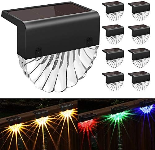 Solar Deck Lights Outdoor - 8 Pack Solar Step Light CIYOYO Waterproof Fence Lights for Patio Stairs Post Pathway Porch Driveway Yard Garden Decor