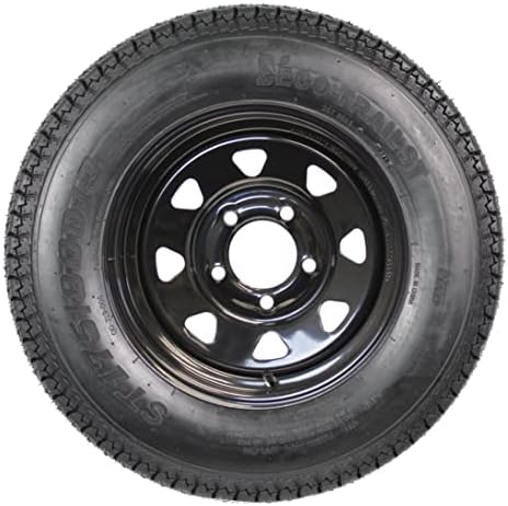 eCustomrim 2-Pack Mounted Trailer Tire Black Spoke Wheel Rim ST175/80D13 Load Range C 175/80D13 5 Lug - 2 Year Warranty w/Free Roadside