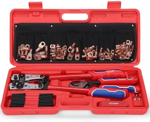 iCrimp Cable Lug Crimping Tool for Heavy Duty Wire Lugs AWG 8-1/0 | Battery Cable Crimper, Battery Terminal, Copper Lugs