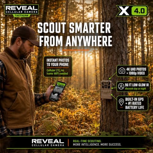 TACTACAM Reveal X 4.0 Cellular Trail Camera + FlexPack R5 + Solar R5 (2PK) | Power Bundle – Night Vision, Waterproof, 4K Photo, 1080p Video