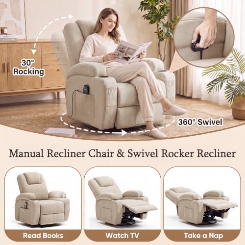 Flamaker Rocking Chair Recliner Chair with Massage, Rocking Chair Nursery