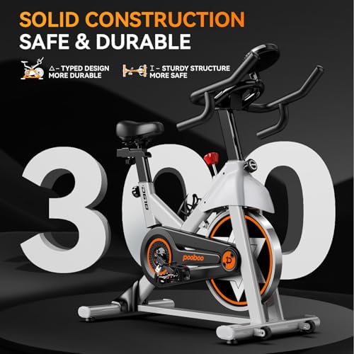 Exercise Bike, pooboo Stationary Bike for Home Gym, Magnetic Resistance Indoor Cycling Bike w/Bluetooth Comfortable Seat Cushion & Tablet Mount