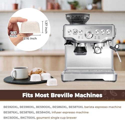 Geesta 6-Pack Resin Water Filters for Breville BWF100 | Replacement Filters for Breville Espresso Machine Barista Express, Ion Exchange Resin Softens Water, Reduces Impurities
