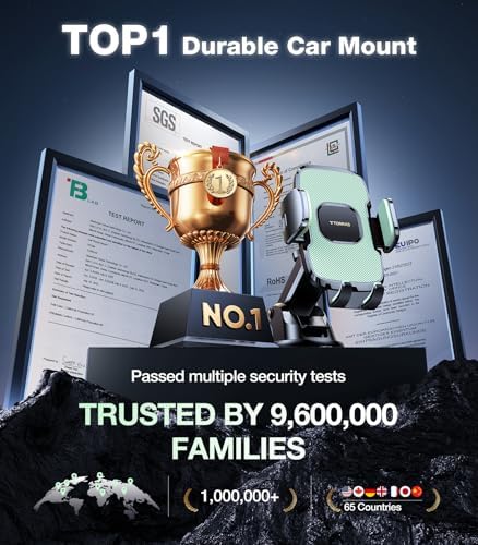 TORRAS Ultra-Durable Phone Holders for Your Car【96+LBS Strongest Suction】 Car Phone Holder Mount, Safety Certs Cell Phone Car Mount Truck for Dashboard Windshield Vent for iPhone 17 16 15 14 Pro Max