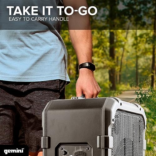 Gemini Portable Party Speaker with Wheels, LED & Mic, Gray (MPA-2400)