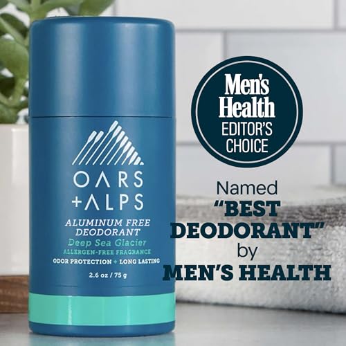 Oars + Alps Aluminum Free Men's Deodorant, Clear + No Residue, 2pk, 2.6oz