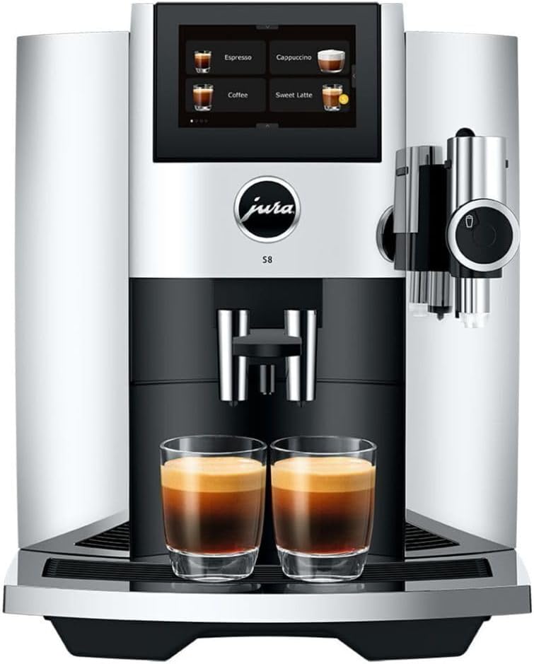 Jura S8 Automatic Coffee Machine Bundle | PEP (Chrome), Milk Container, Smart Filter Cartridges (2-Pack), Cleaning Tablets, (5 items)