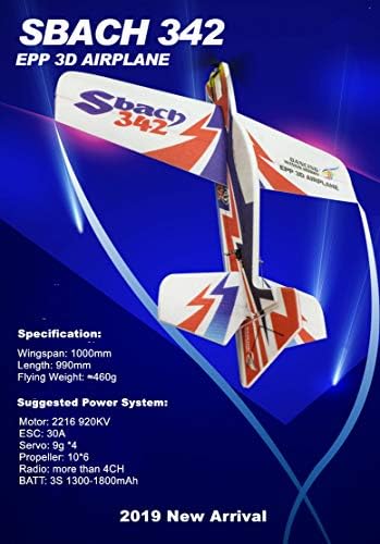 RC Foam Plane Sbach342 Aerobatic Flying Airplane, 39" Unassembled 3D EPP RC Airplane Kits to Build for Adults (KIT+Motor+ESC+Servo