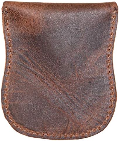Hide & Drink, Curvy Coin Pouch, Pocket Case for Pennies, Rustic Bag, Travel Accessory, Full Grain Leather, Handmade, Bourbon Brown