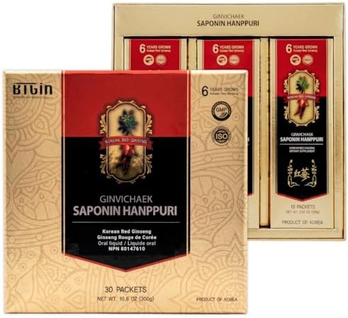 Saponin Hanppuri Everyday Korean Red Panax Ginseng Extract Stick - 3000mg High Potency Liquid Supplement - Caffeine Free Energy & Immune Support